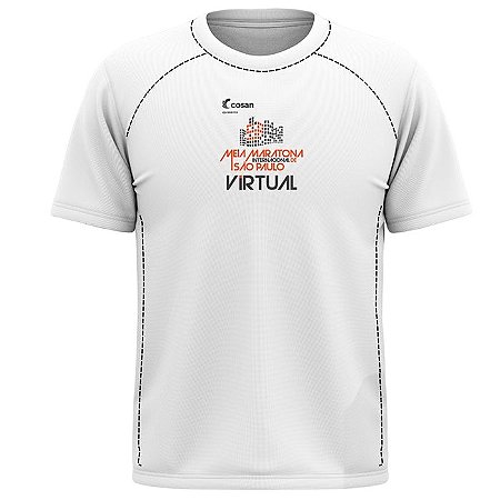 Camiseta Meia Maratona de São Paulo Virtual Branca em poliéster