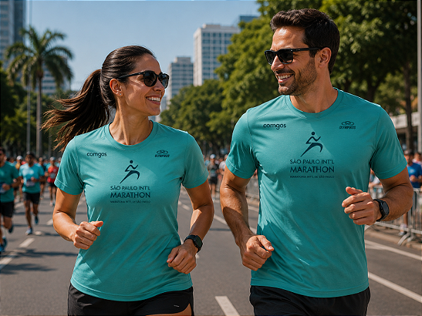 Camiseta Maratona Internacional de São Paulo 2023 Turquesa