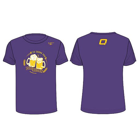 Camiseta EU CORRO PRA BEBER CERVEJA Lilás em Poliamida - Tecido Premium
