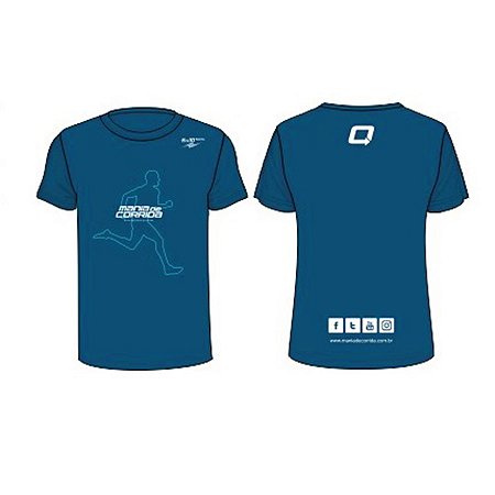 Lançamento - Camiseta MANIA DE CORRIDA AZUL PETRÓLEO Masculina em Poliamida - Tecido Premium