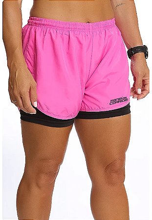 Shorts Raiz Duplo Antiatrito Rosa Unissex com bolsos internos