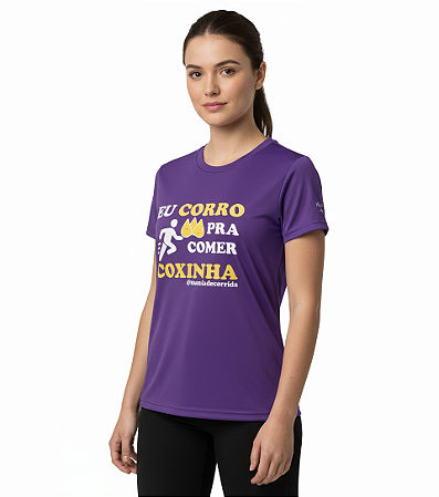 DUPLICADO - Camiseta Mania de Corrida Roxa Feminina