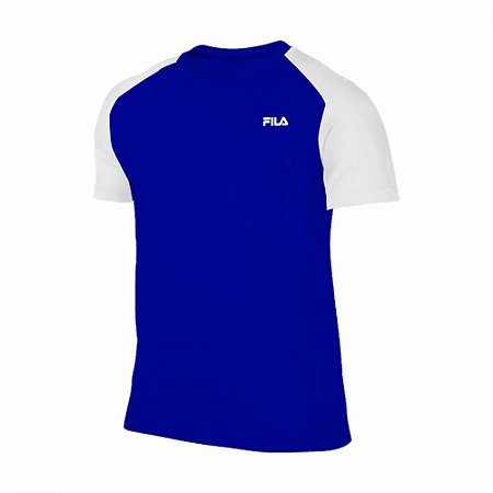 Camiseta Fila Azul com Manga Branca Babylook em Poliamida