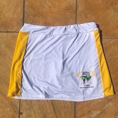 Shorts Saia Corrida do Trigo Branco e Amarelo