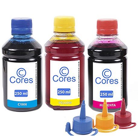 Kit 3 Tintas para Epson EcoTank L395 Pigmentada 250ml Cores