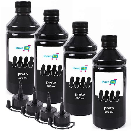 kit 4 Tintas Black Pigmentada para Epson L395 2000ml Preta Inova Ink