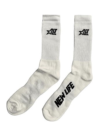 MEIA NEW LIFE LOGO STAR BRANCA