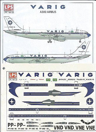 Decal Airbus A300 Varig - escala 1/144 - LPS Hobby