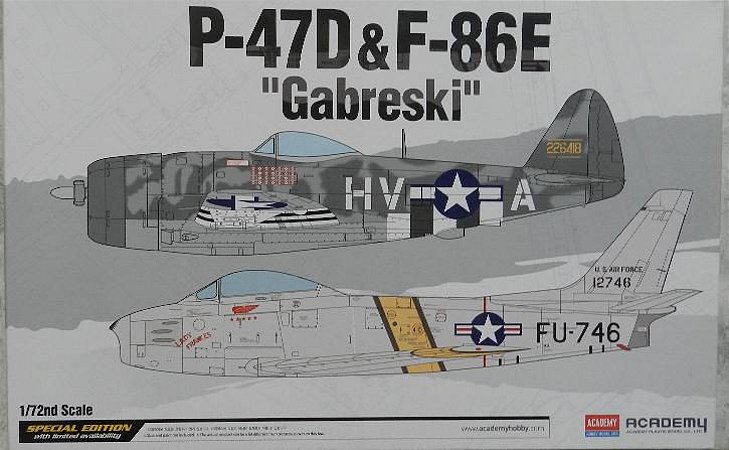 P-47D & F-86E "Gabreski" - escala 1/72 - Academy   2 kits na mesma caixa !