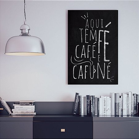 Quadro Decorativo - Aqui tem fé, café e cafuné