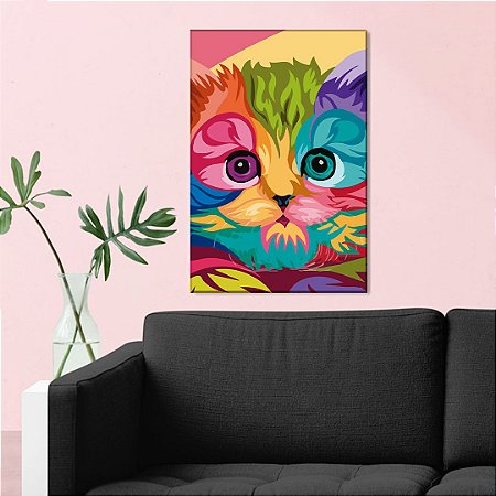 Quadro Decorativo - Gato Wpap colorido