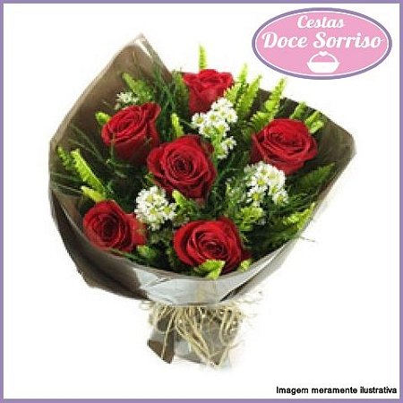 Item adicional - Buquê de 6 Rosas Vermelhas Tradicionais