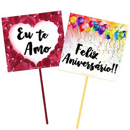 Item adicional - Plaquinha "Eu Te Amo" ou "Feliz Aniversário!"