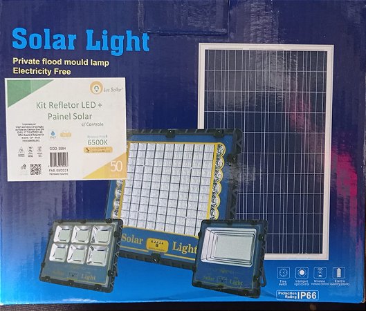 Kit Refletor 50w + Painel Solar