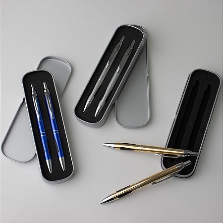 KIT CANETA E LAPISEIRA METAL - KEX044