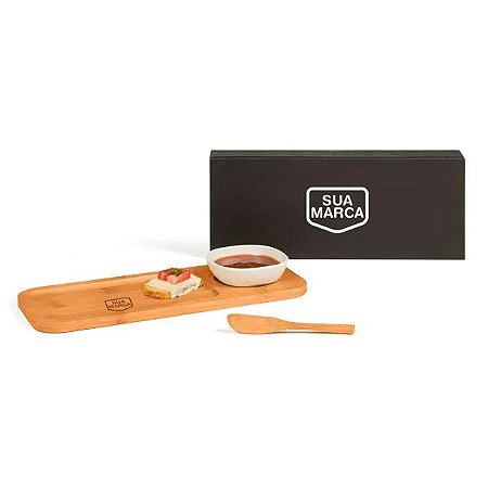KIT PETISCO EM BAMBU 3PÇS EM BAMBU PERSONALIZADO - KP011