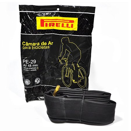 Câmara de ar aro 29 Pirelli 29 x 1.75/2.35 bico grosso 48 mm - 4Bike Shop -  Roupas para ciclismo, acessórios e muito mais