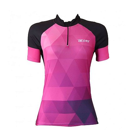 Camisa ciclismo feminina Be Fast Geometric proteção UV