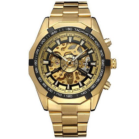 Relogio Masculino Automatico Dourado Forsining - Barato - Dali Relógios