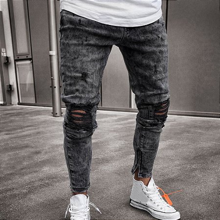 calça jeans grafite