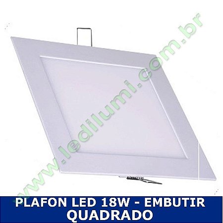 Painel Plafon 18w luminaria led quadrado embutir ultra slim - Ledilumi