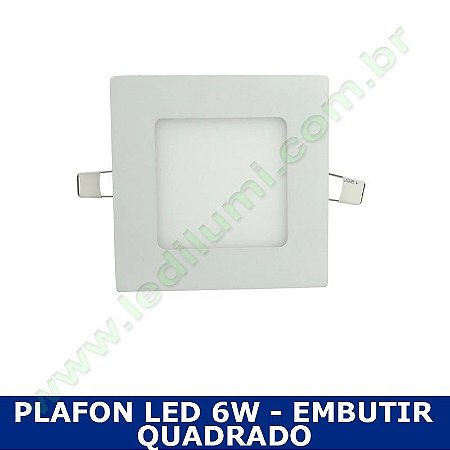 Painel Plafon 6w luminaria led quadrado embutir ultra slim - Ledilumi