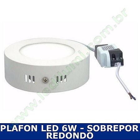 Painel Plafon Led 6W Sobrepor Branco Frio Redondo - Ledilumi