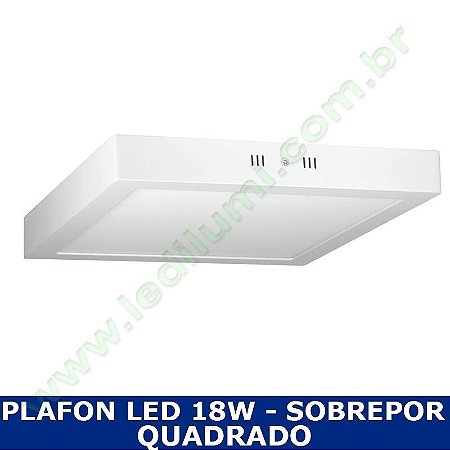 Painel Plafon Led 18W Sobrepor Branco Frio Quadrado - Ledilumi