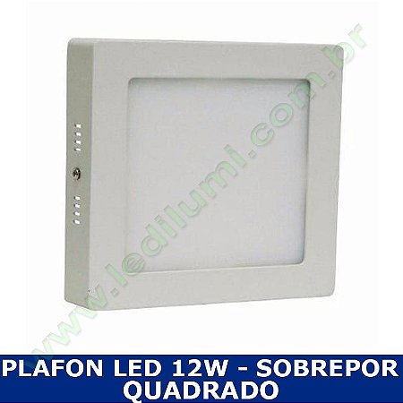 Painel Plafon Led 12W Sobrepor Branco Frio Quadrado - Ledilumi