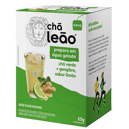 Chá Leão Água Gelada Verde, Gengibre e Limão 10 Sachês