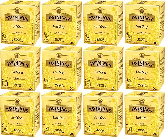 Chá Twinings Preto Earl Grey Kit 12 Caixas 10 Un 120 Sachês