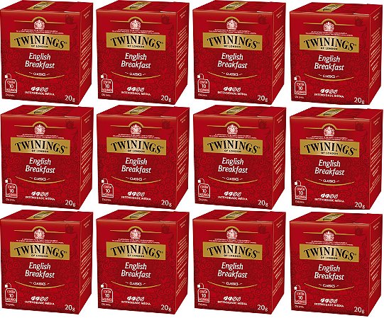 Chá Twinings Preto English Breakfast Kit 12 Caixas 10 Un 120 Sachês