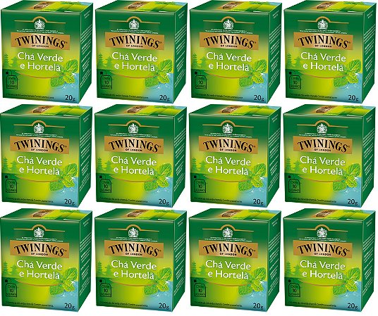 Chá Twinings Verde e Hortelã Kit 12 Caixas 10 Un 120 Sachês