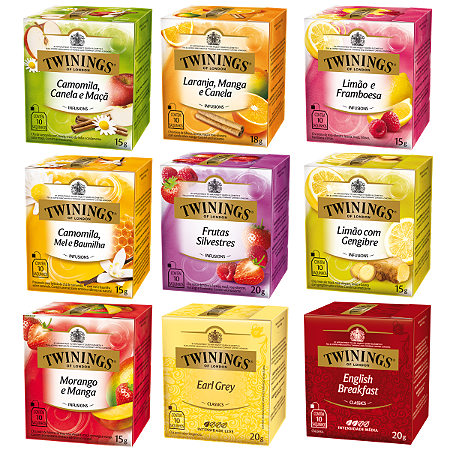 Chá Twinings Kit 9 Caixas 10 Un 90 Sachês