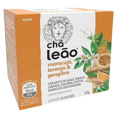 Chá Leão Maracujá Laranja Gengibre 10 Sachês