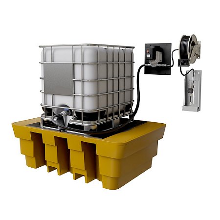 Kit para Lubrificação Elétrico adaptável a Parede e IBC de 1000L com Medidor Mecânico e Carretel 30LPM SAE90