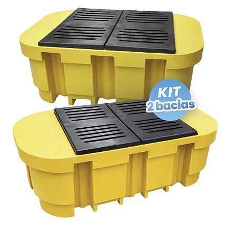 Kit com 2 Bacias de Contenção para IBC - 1000 Litros - Amarela