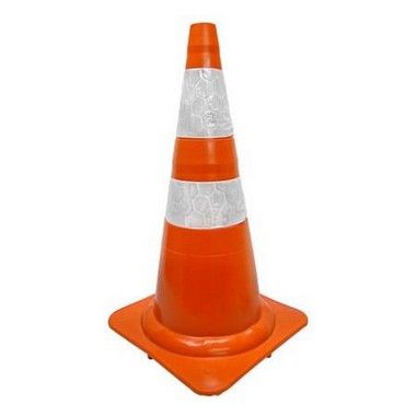 Cone de Sinalização Emborrachado Flexível 75CM - Laranja e Branco