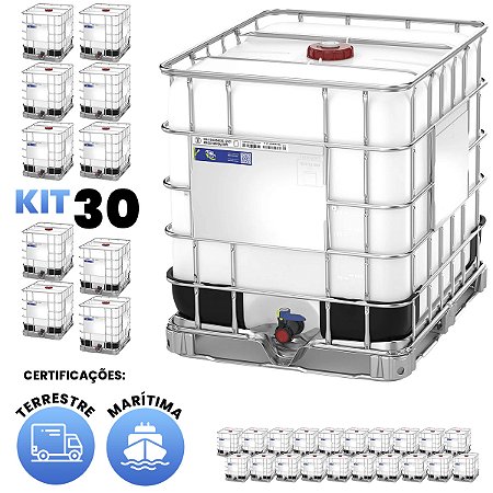 Kit de 30 IBC 1000 Litros - Certificado Terrestre e Marítimo