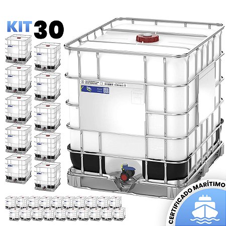 Kit de 30 IBC 1000 Litros - Certificado Terrestre e Marítimo