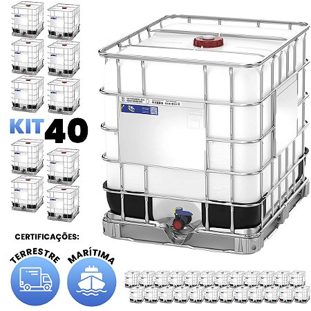Kit de 40 IBC 1000 Litros - Certificado Terrestre e Marítimo