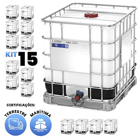 Kit de 15 IBC 1000 Litros - Certificado Terrestre e Marítimo