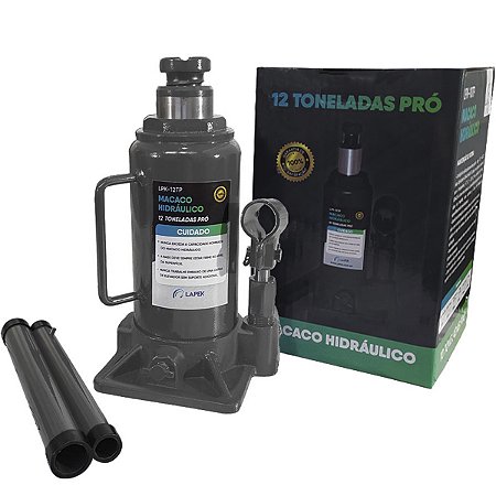 Macaco Hidráulico 12 Toneladas Tipo Garrafa em Aço LPK-12TP