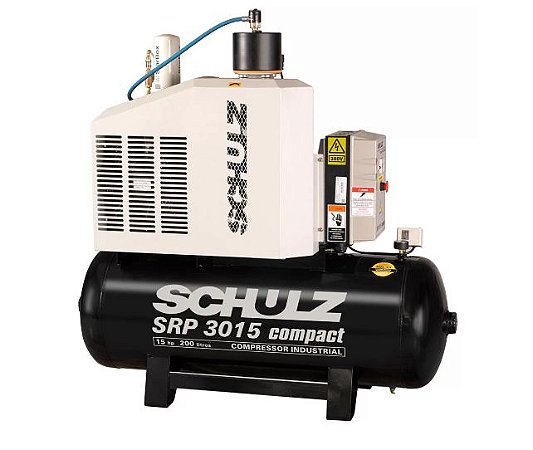 Compressor de Ar Rotativo de Parafuso SRP 3015 Compact III 15HP 7,5Bar 200L - SCHULZ