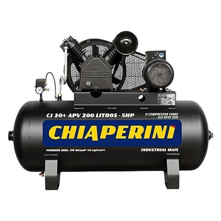 Compressor de Ar 20 Pés 200 Litros Trifásico de Alta Pressão Industrial - CHIAPERINI 220/380V