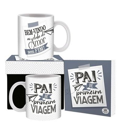 Caneca cerâmica com Caixa- Pai de primeira viagem