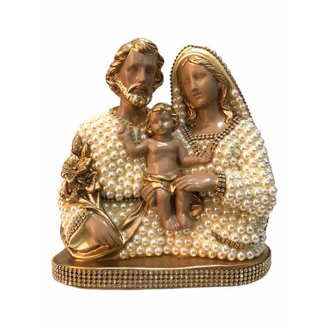 Busto Sagrada Família com perolas 20cm - Branca