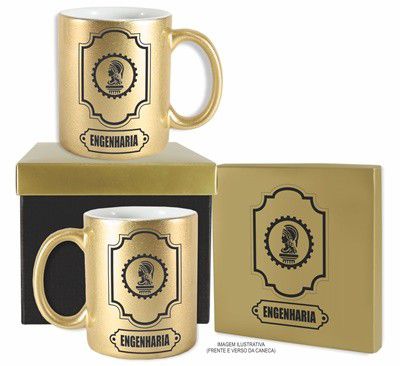 Caneca Dourada com caixa- Engenharia