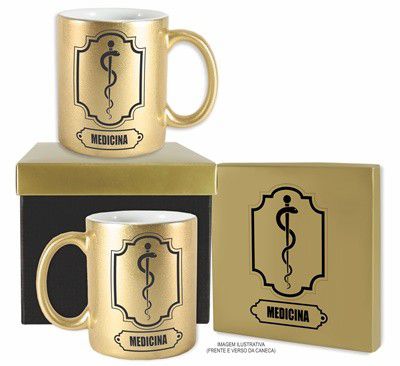 Caneca Dourada com caixa- Medicina