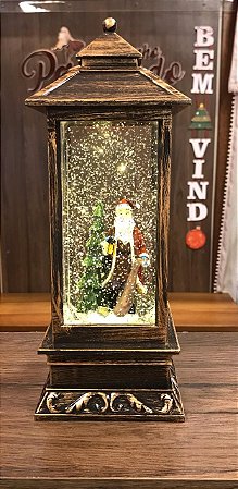 Lanterna com Luz e Flocos de neve- Papai Noel